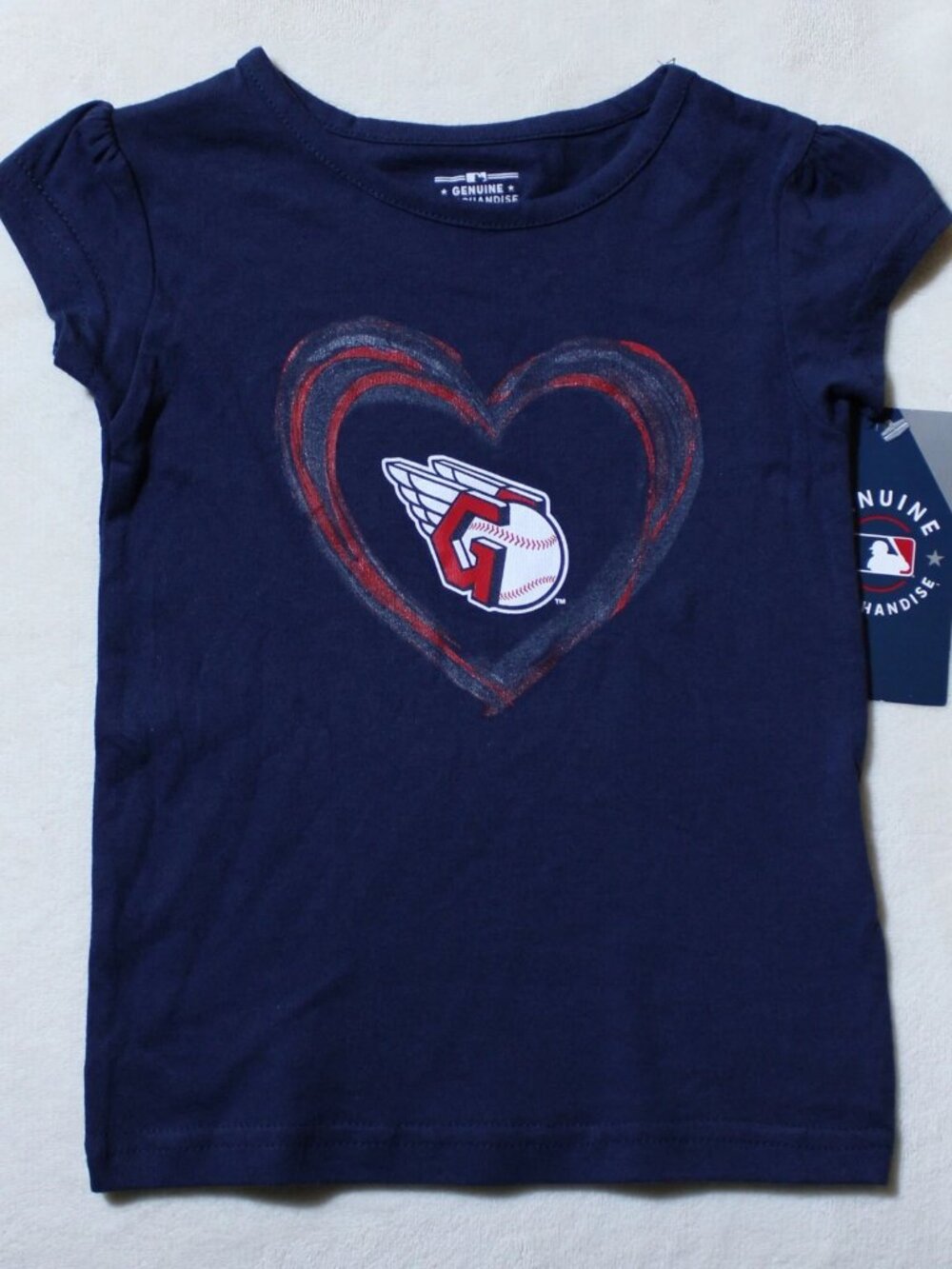 MLB Cleveland Guardians Heart Logo Baseball Toddler Kids Shirt Size 2T